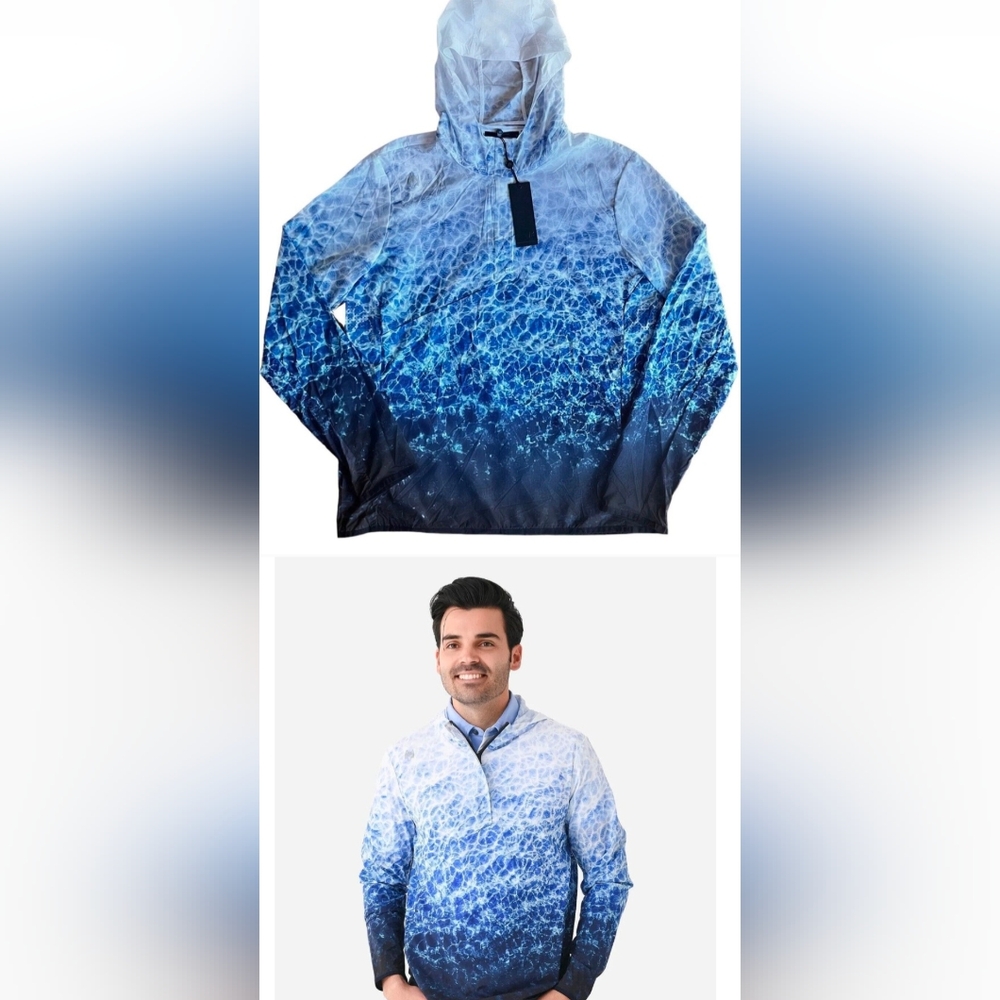 Greyson Golf Newago Pac Lite Blue Ocean 1/4 Zip Windbreaker Jacket Medium M